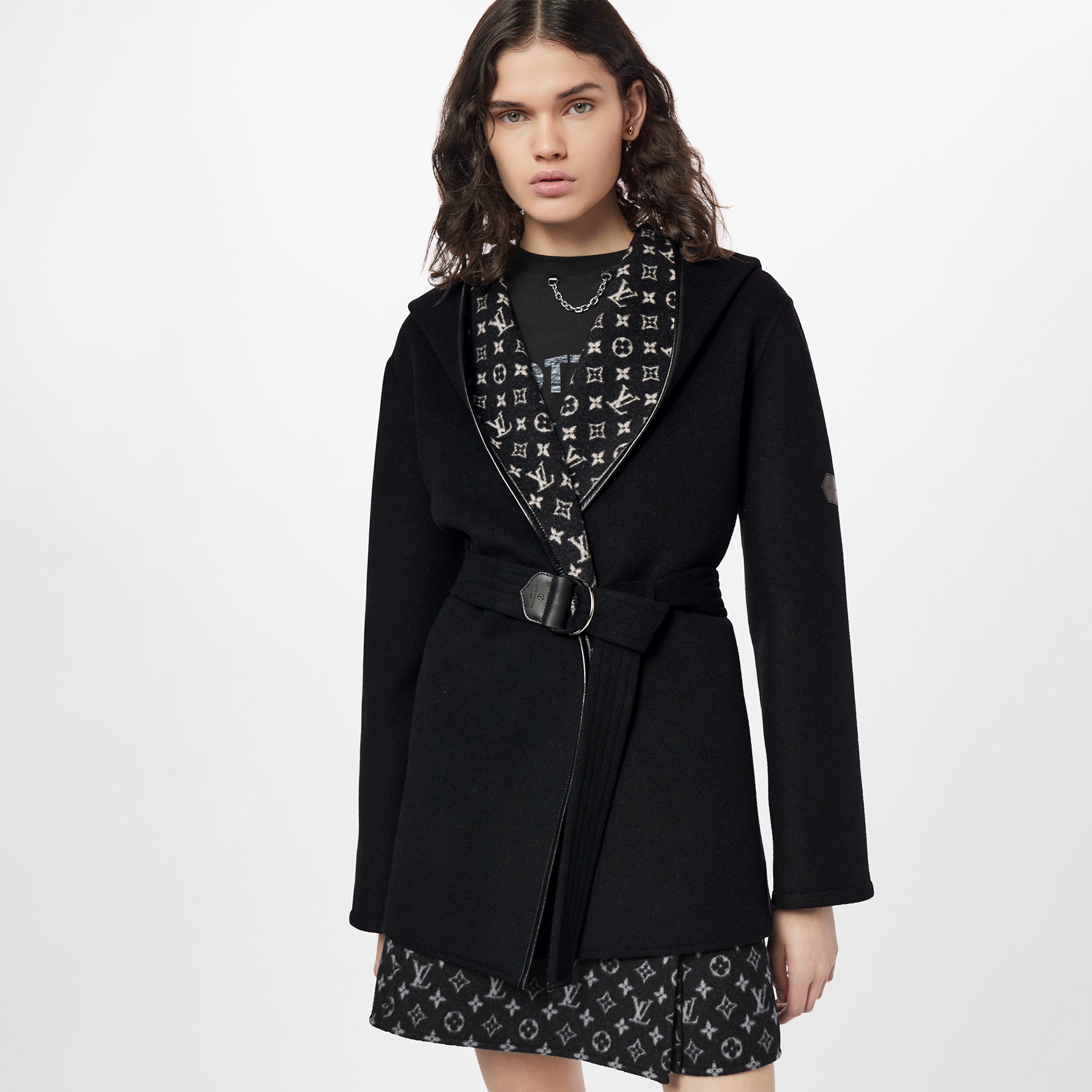 Louis Vuitton Wool Wrap Hooded Coat Jacket #nigo96576