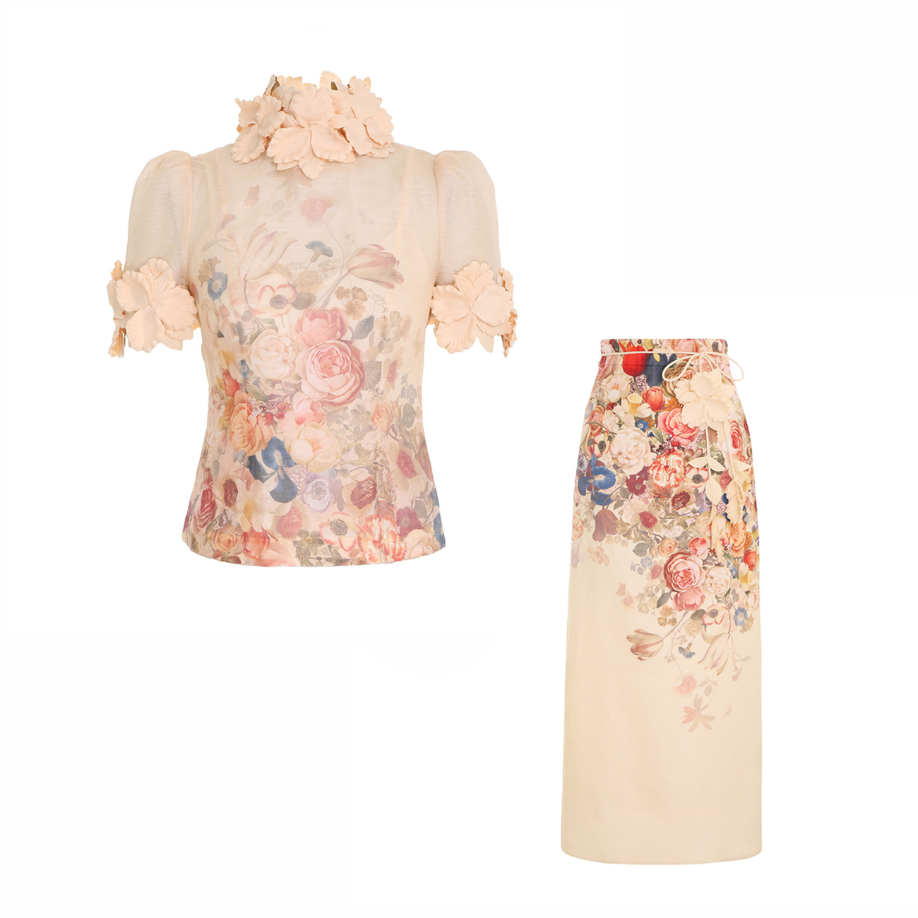 Zimmermann Lace Standing Collar Top Half Length Skirt Set #nigo21928