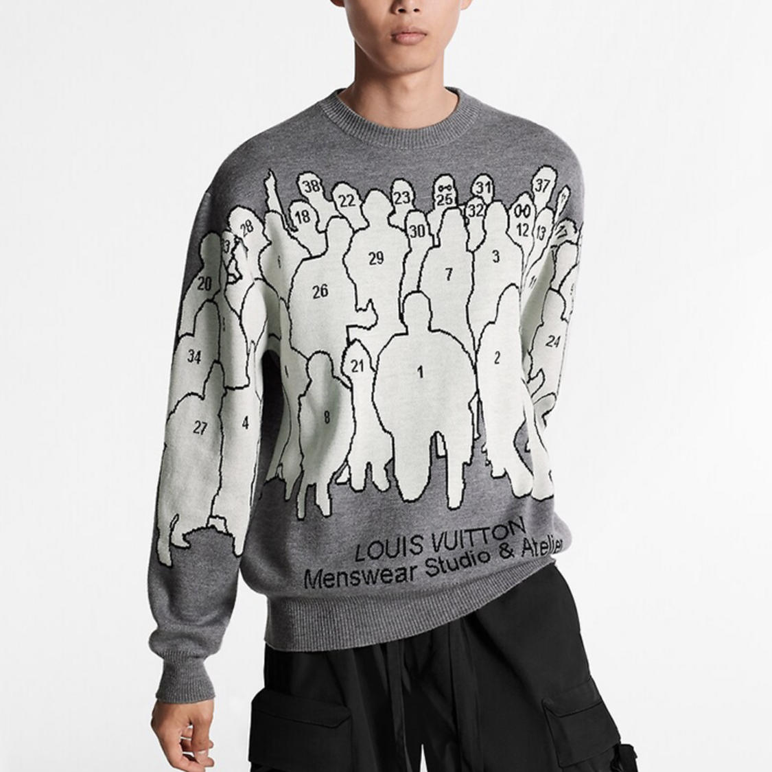 Louis Vuitton Grey Printed Knitted Long Sleeved Sweater #nigo21939