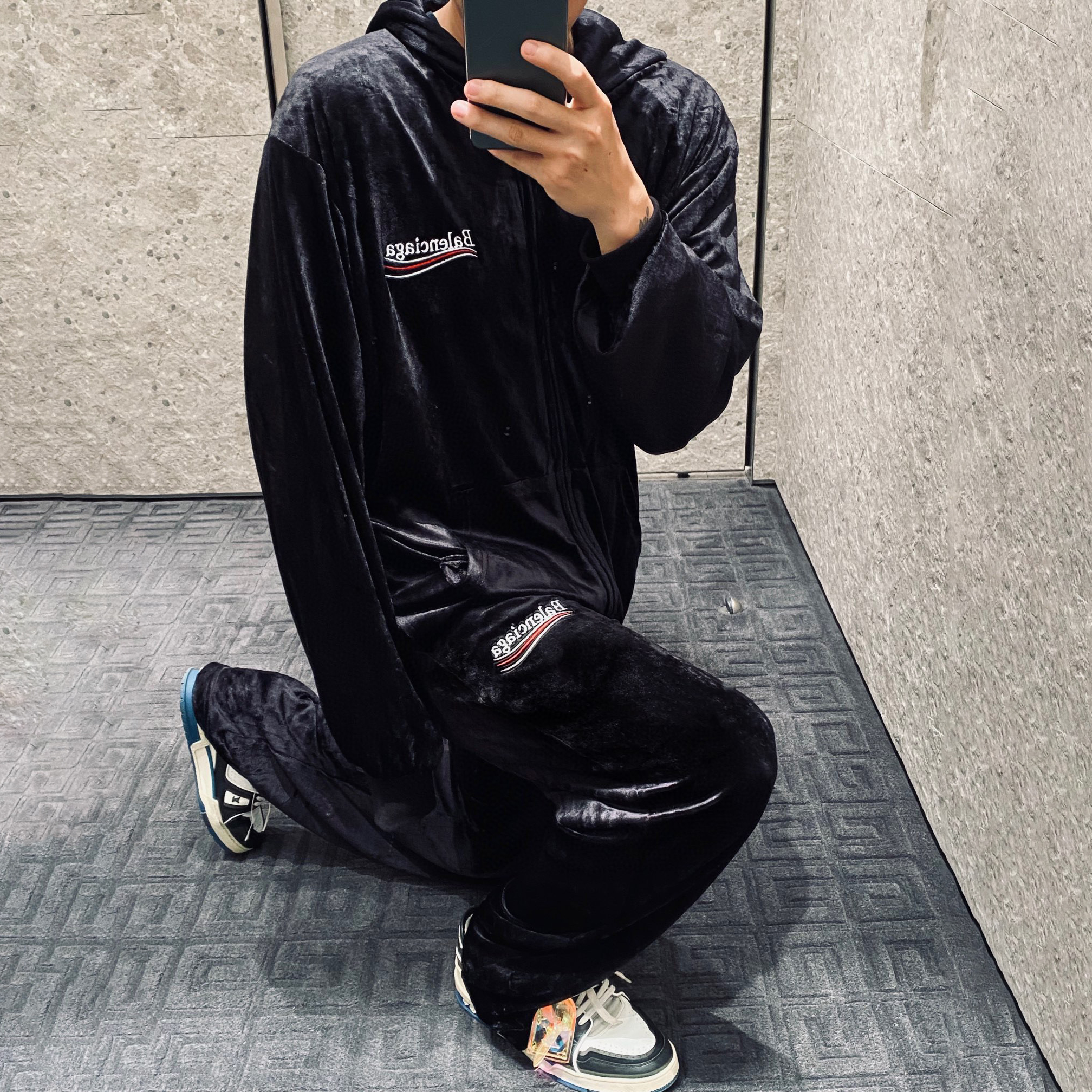 Balenciaga Black Velvet Coat And Pants Set #nigo21942