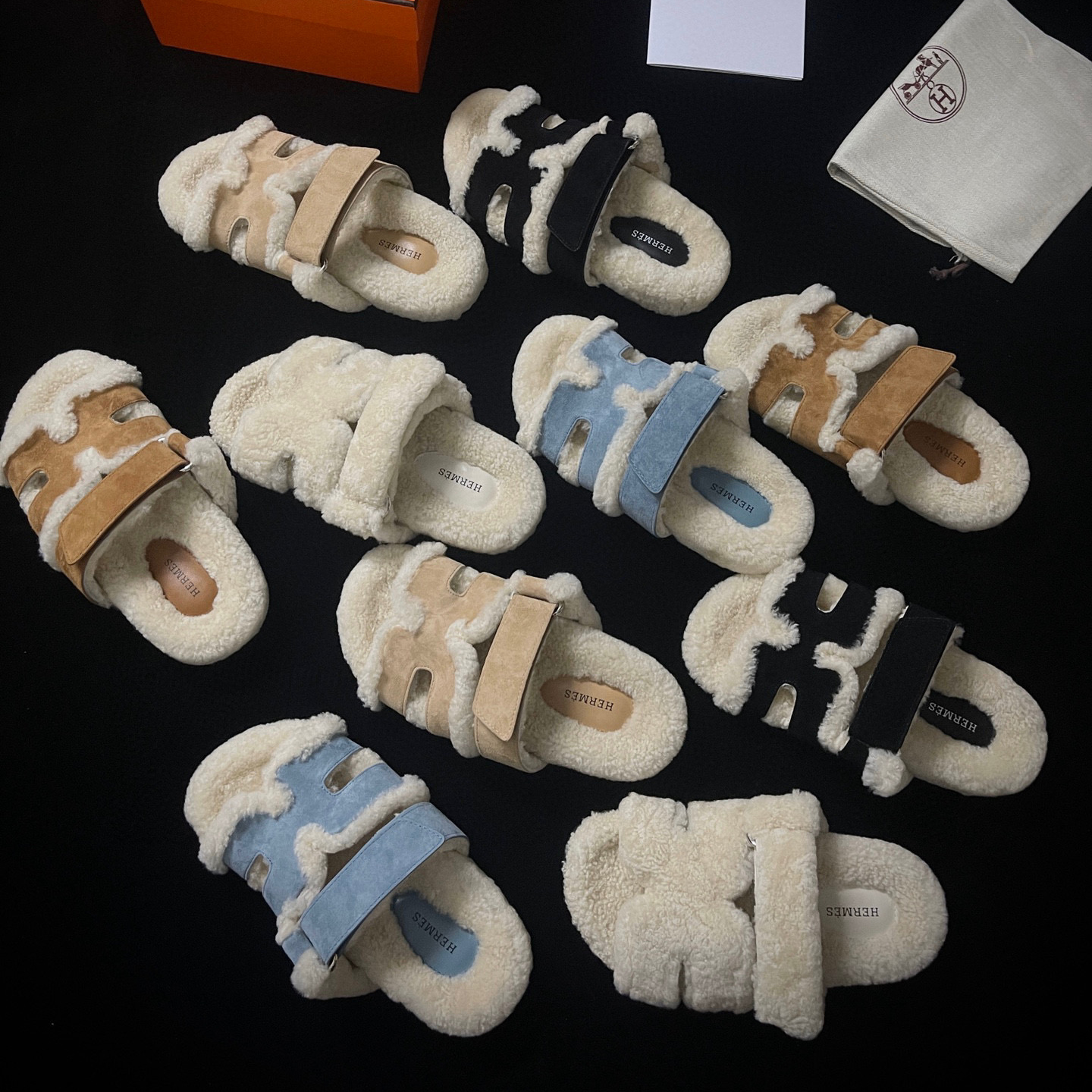 Hermes Plush Flat Bottomed Slippers #nigo21487