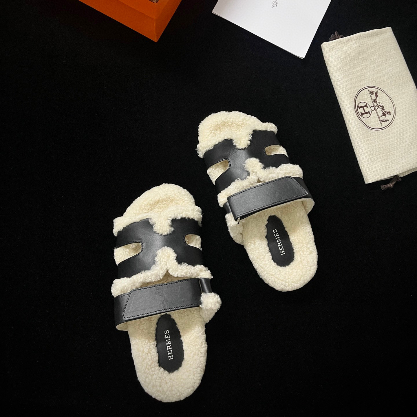 Hermes Plush Flat Bottomed Slippers #nigo21487