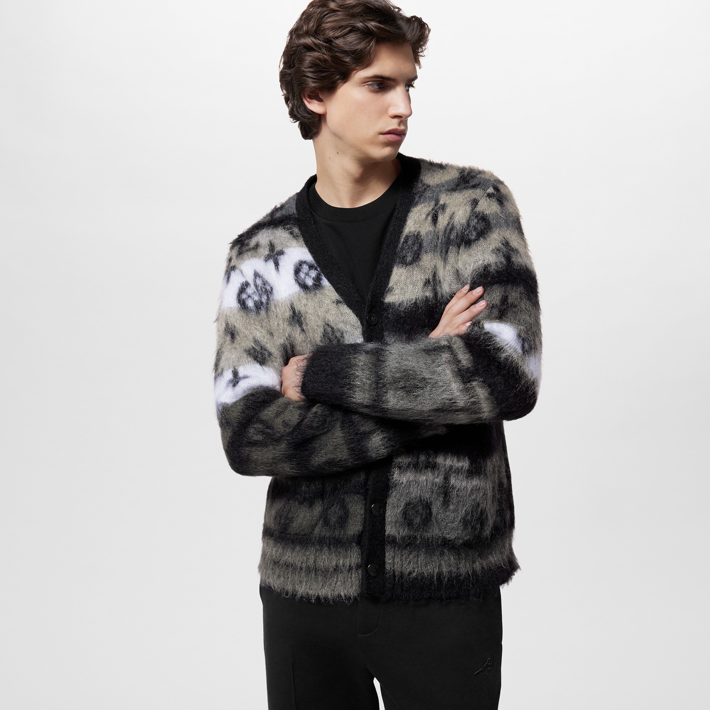 Louis Vuitton Monogram Mohair Cardigan Wool Single Breasted Jacket #nigo96617