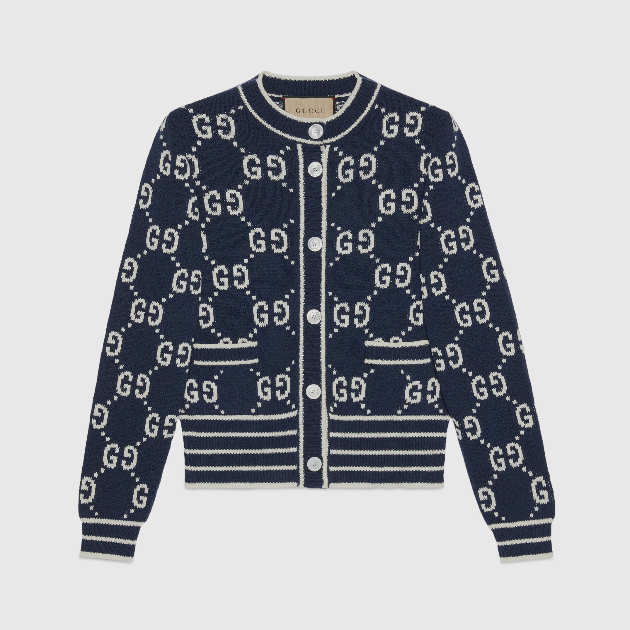 Gucci Dark Blue Cotton Blend Cardigan Jacket #nigo96622