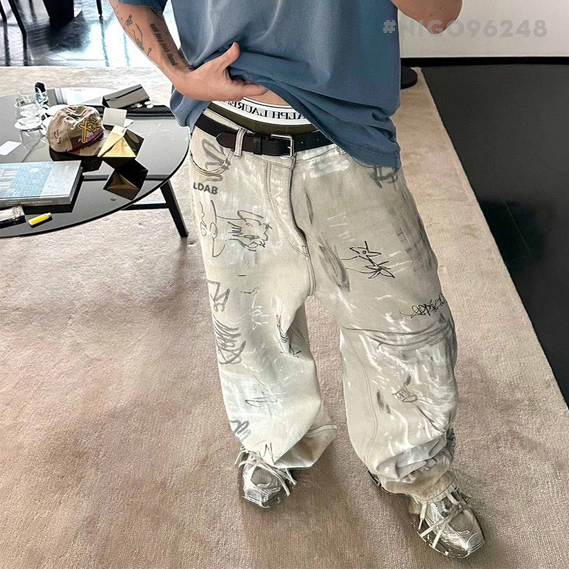 Balenciaga Graffiti Loose Fit Denim Pants Ngvp #nigo6578