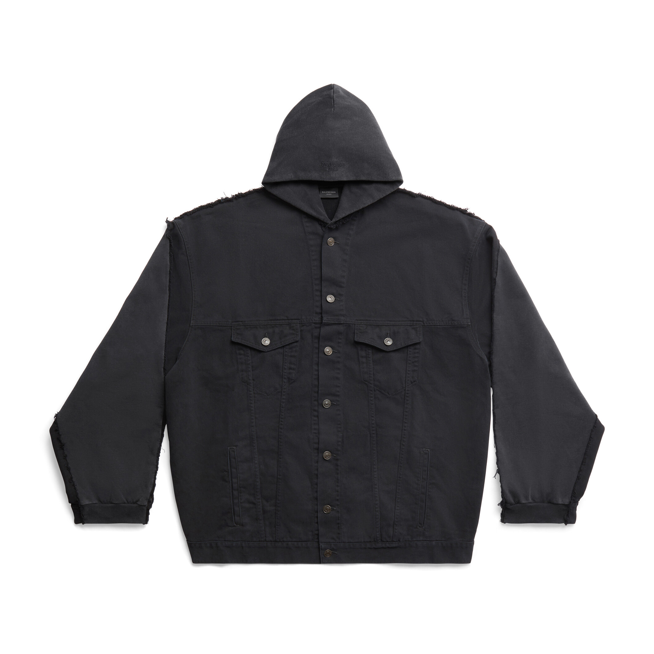 Balenciaga Men's Balenciaga Paris Hybrid Hooded Jacket In Black Ngvp #nigo6698