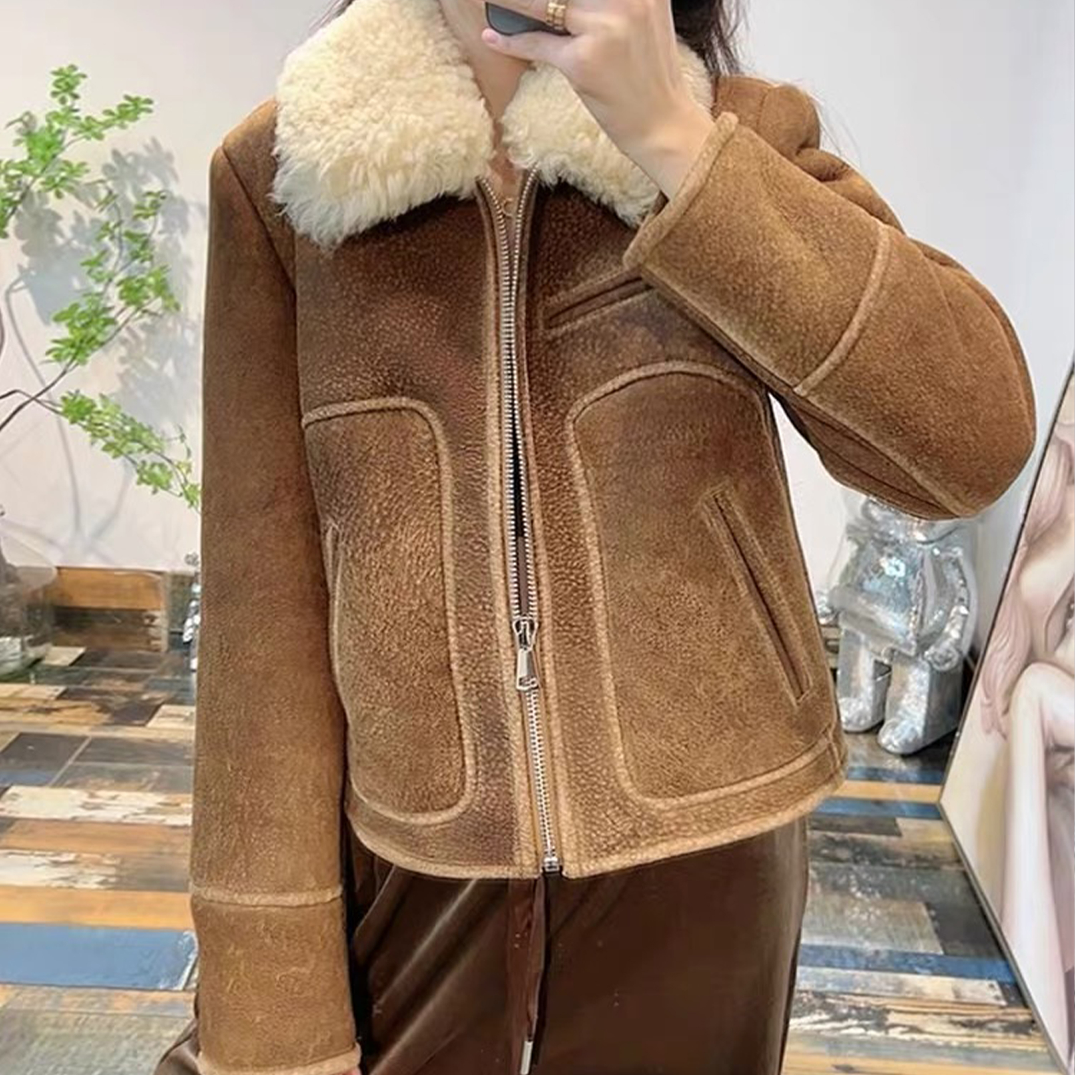 MiuMiu Lamb Fur Leather Jacket Ngvp #nigo6711