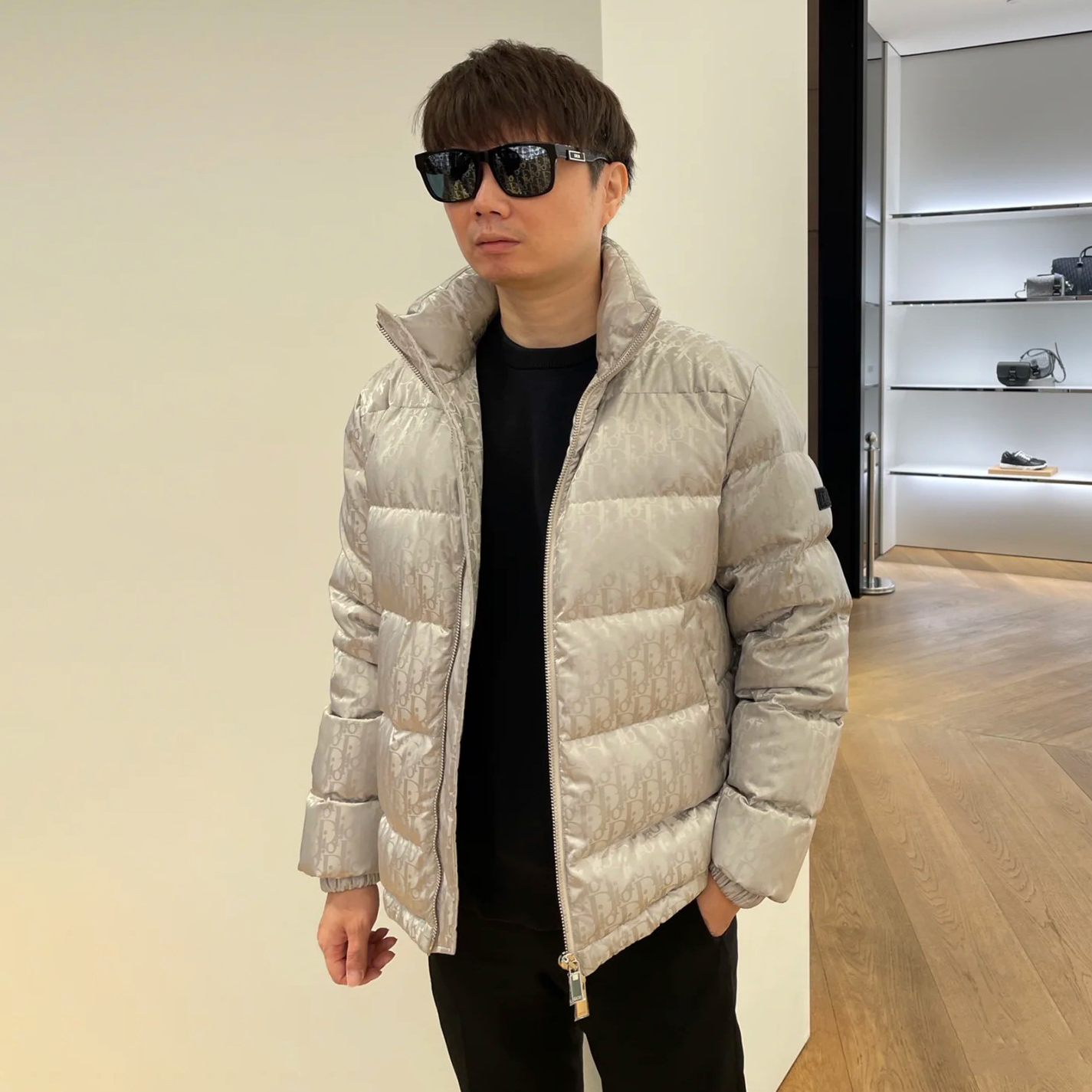 Dior Zipped Long Sleeve Dark Print Puffer Down Jacket #nigo96591