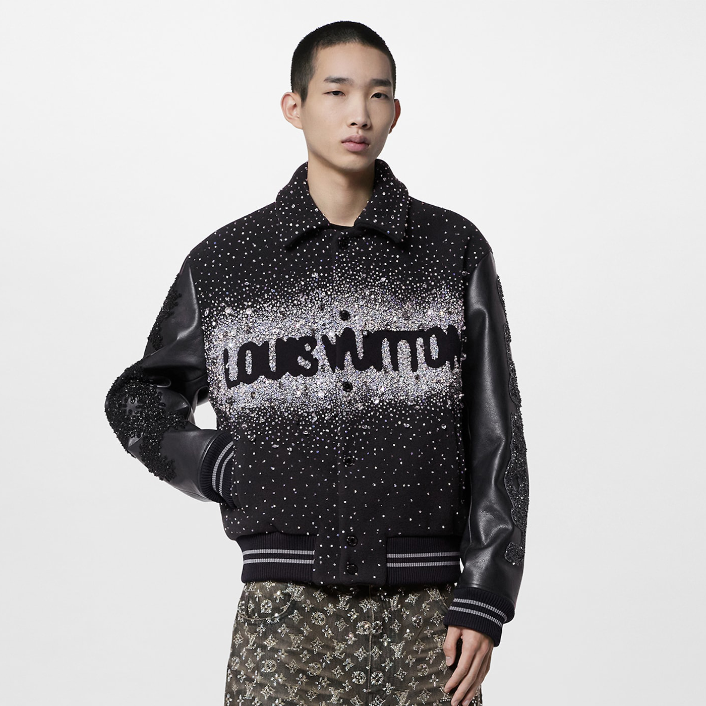 Louis Vuitton Rhinestone Lapel Button Down Jacket #nigo96595