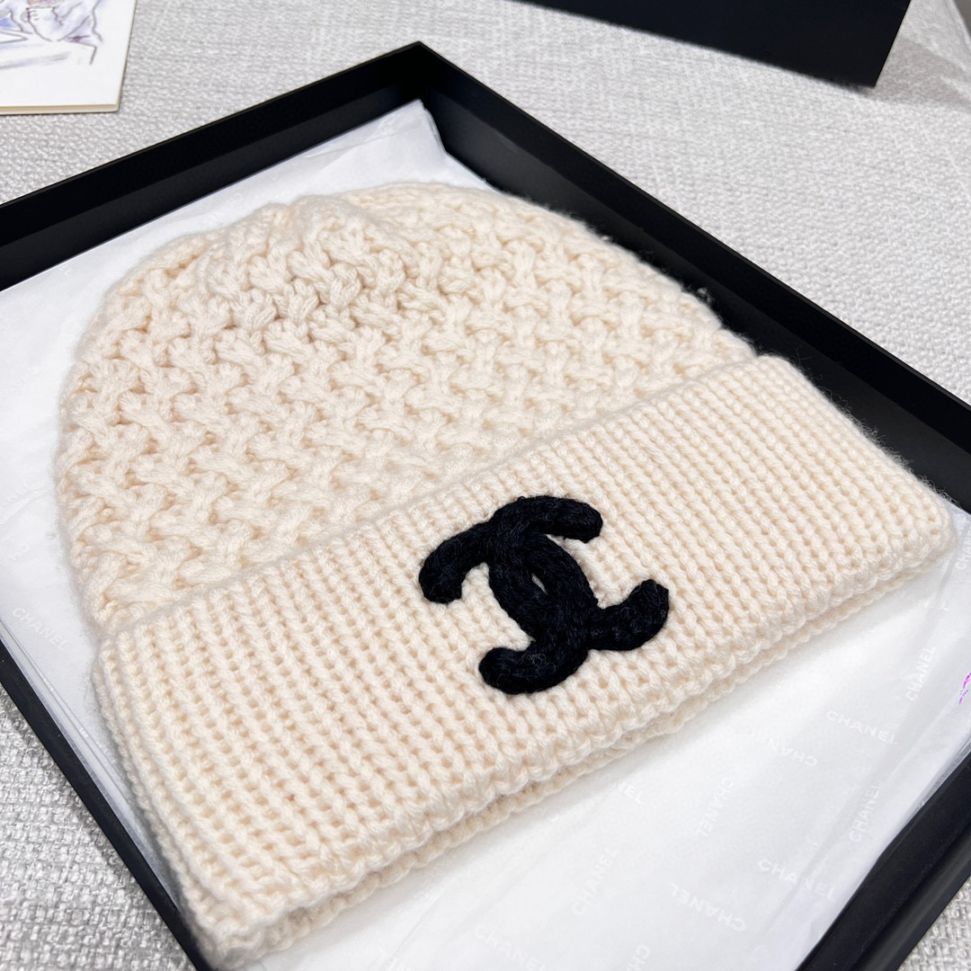 Chanel Knitted Cashmere Scarf Hat #nigo96643