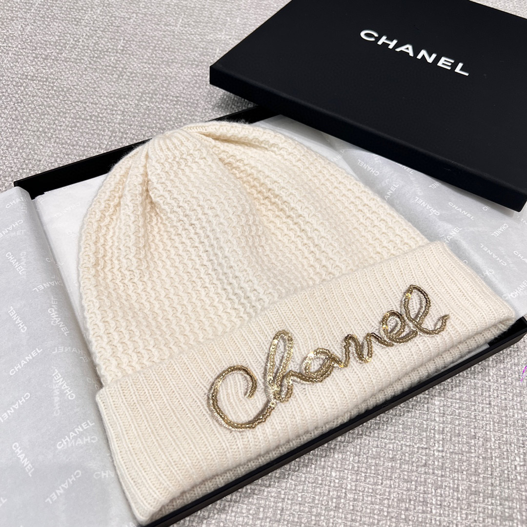 Chanel Cashmere Knit Hat Gloves Scarf #nigo96642