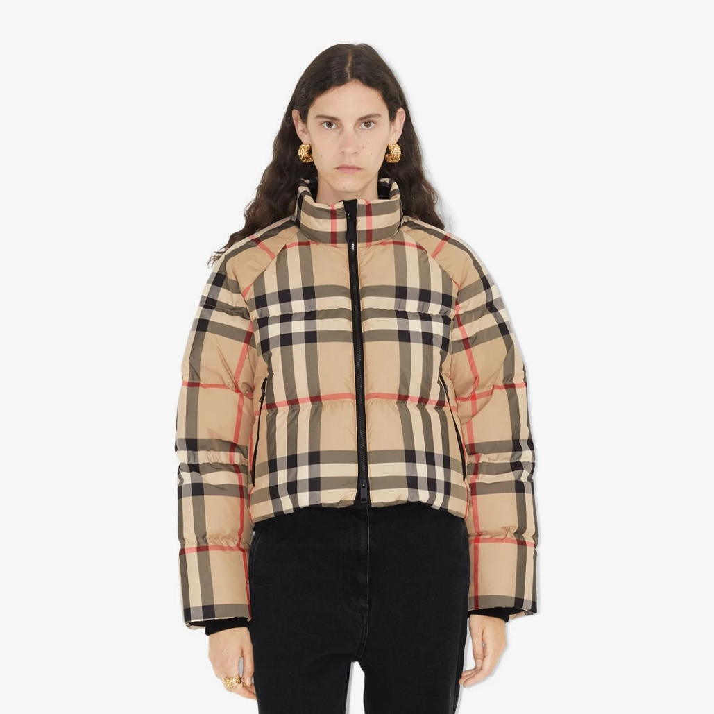Burberry Plaid Pattern Zip Puffert Down Jacket #nigo96641