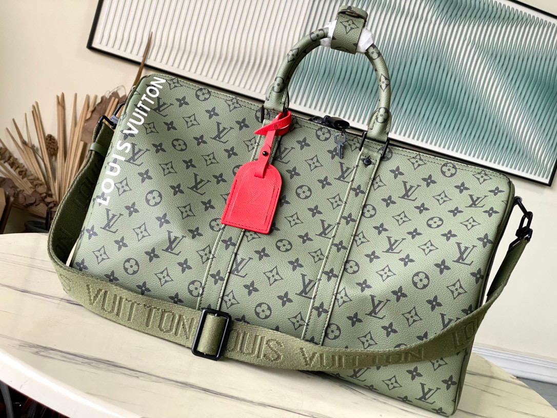 Louis Vuitton Keepall Bandoulière 45 Greener Leather Tote Travel Bag #nigo96673