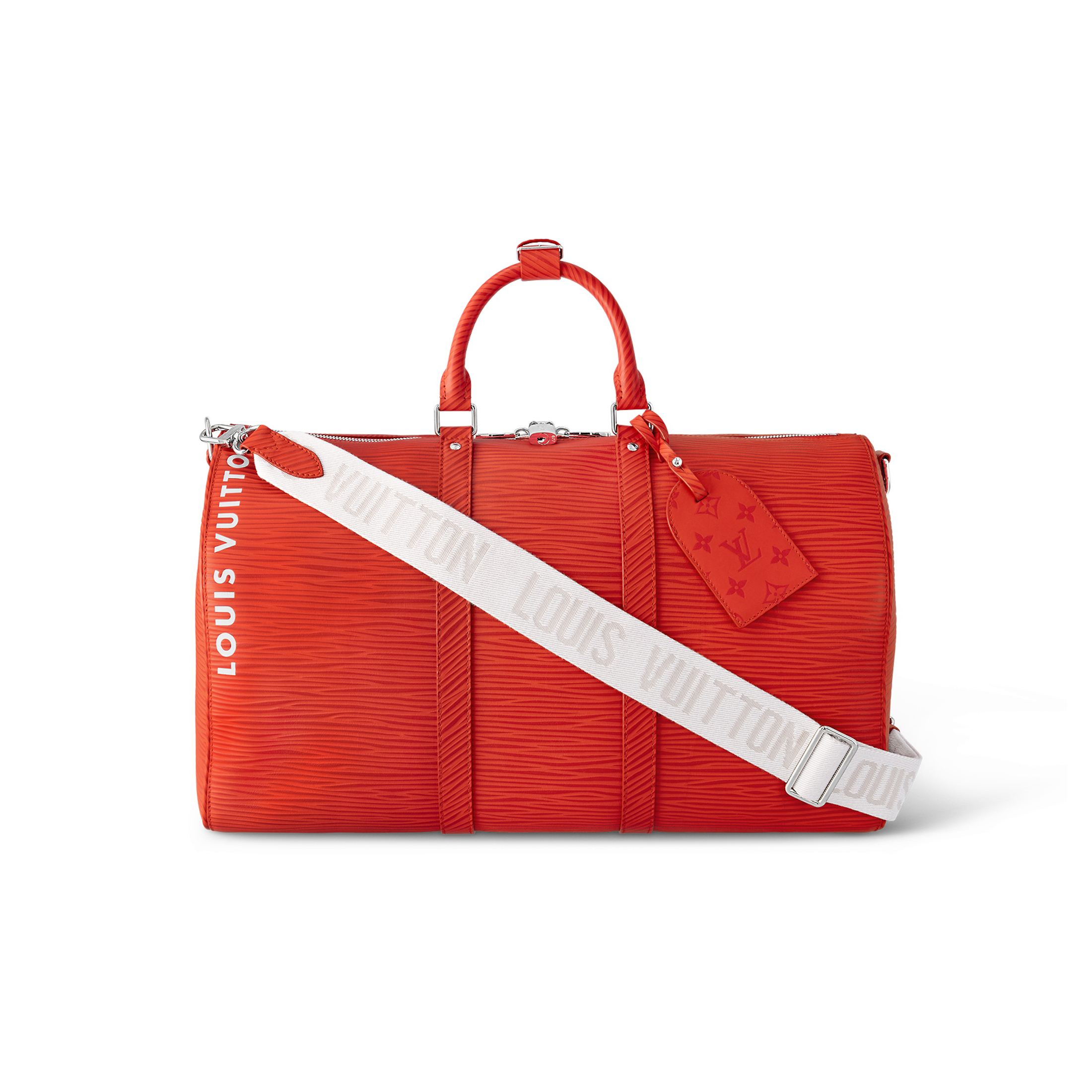 Louis Vuitton Keepall Bandoulière 50 Red Leather Tote Travel Bag #nigo96672