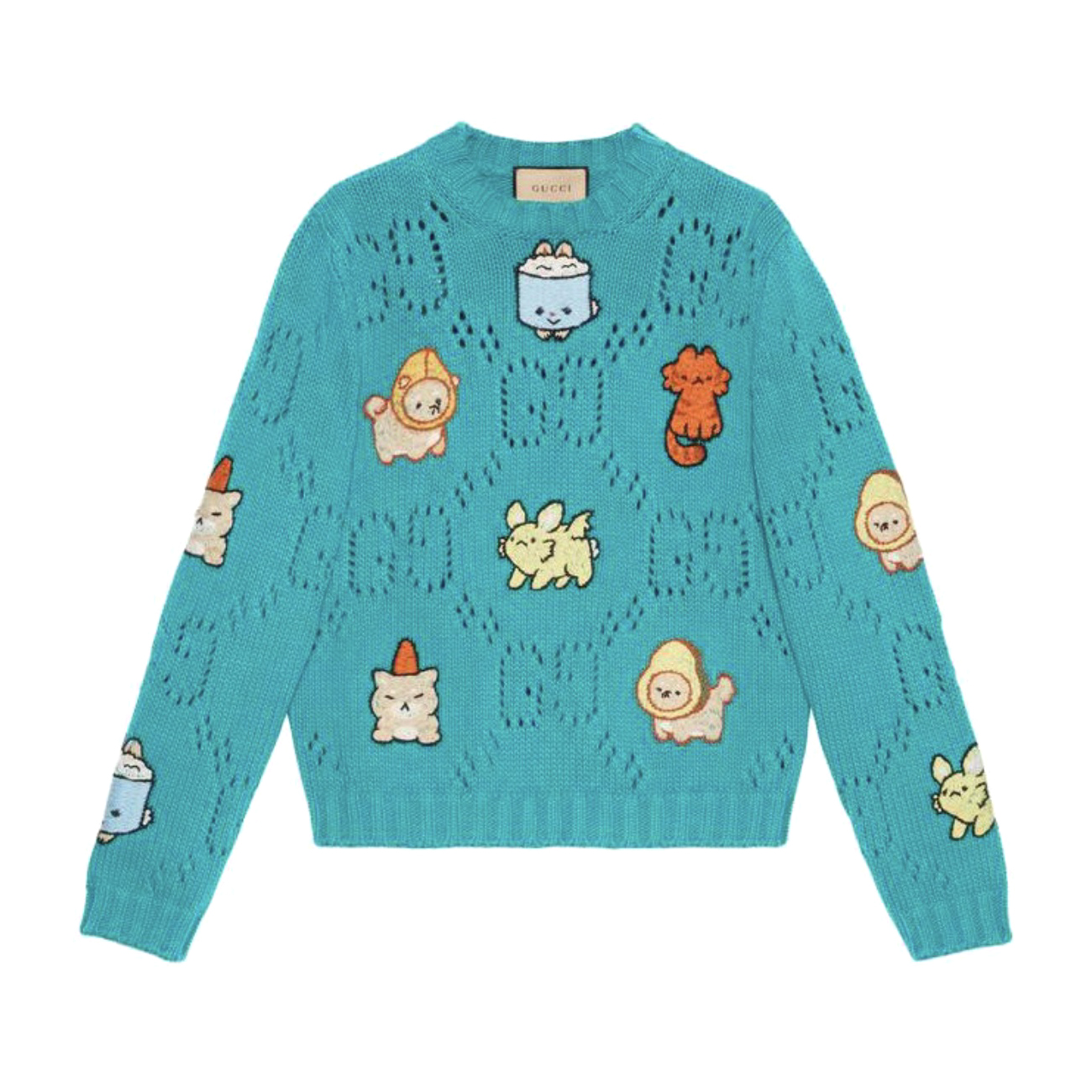 Gucci Animal Print Knitted Sweater Blue #nigo96653