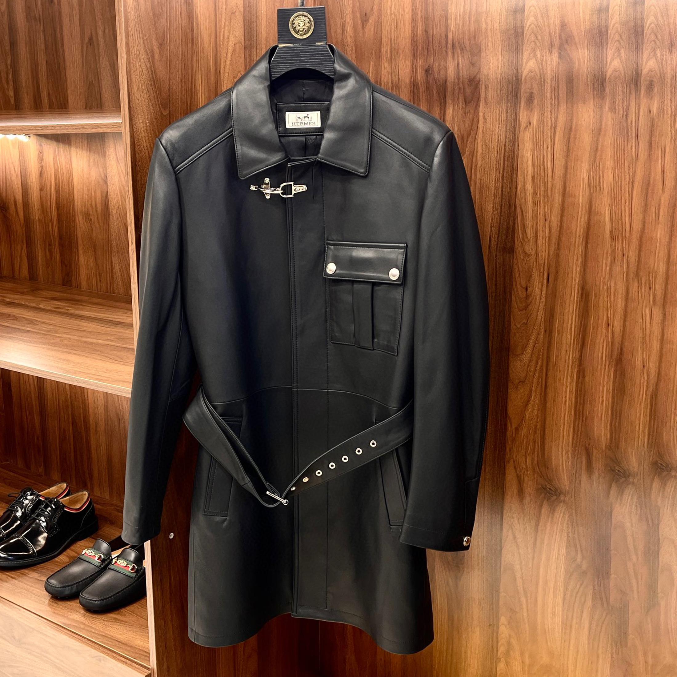 Hermes Long Leather Belted Trench Coat Ngvp #nigo6736