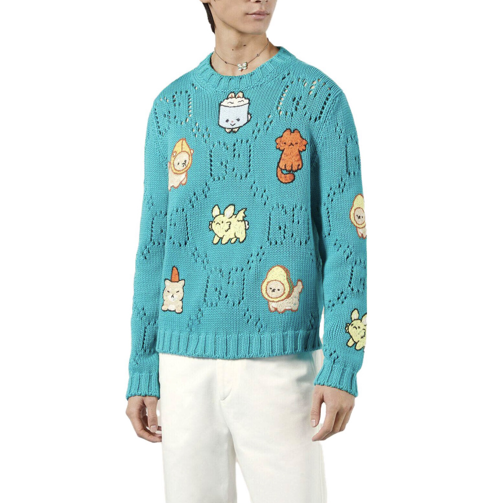 Gucci Animal Print Knitted Sweater Blue #nigo96653