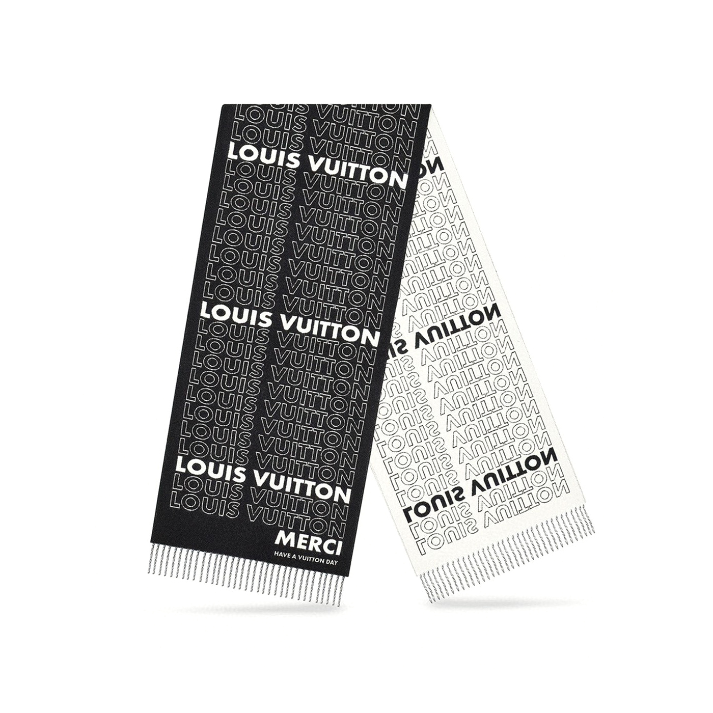 Louis Vuitton Black And White Letter Wool Scarf #nigo96662