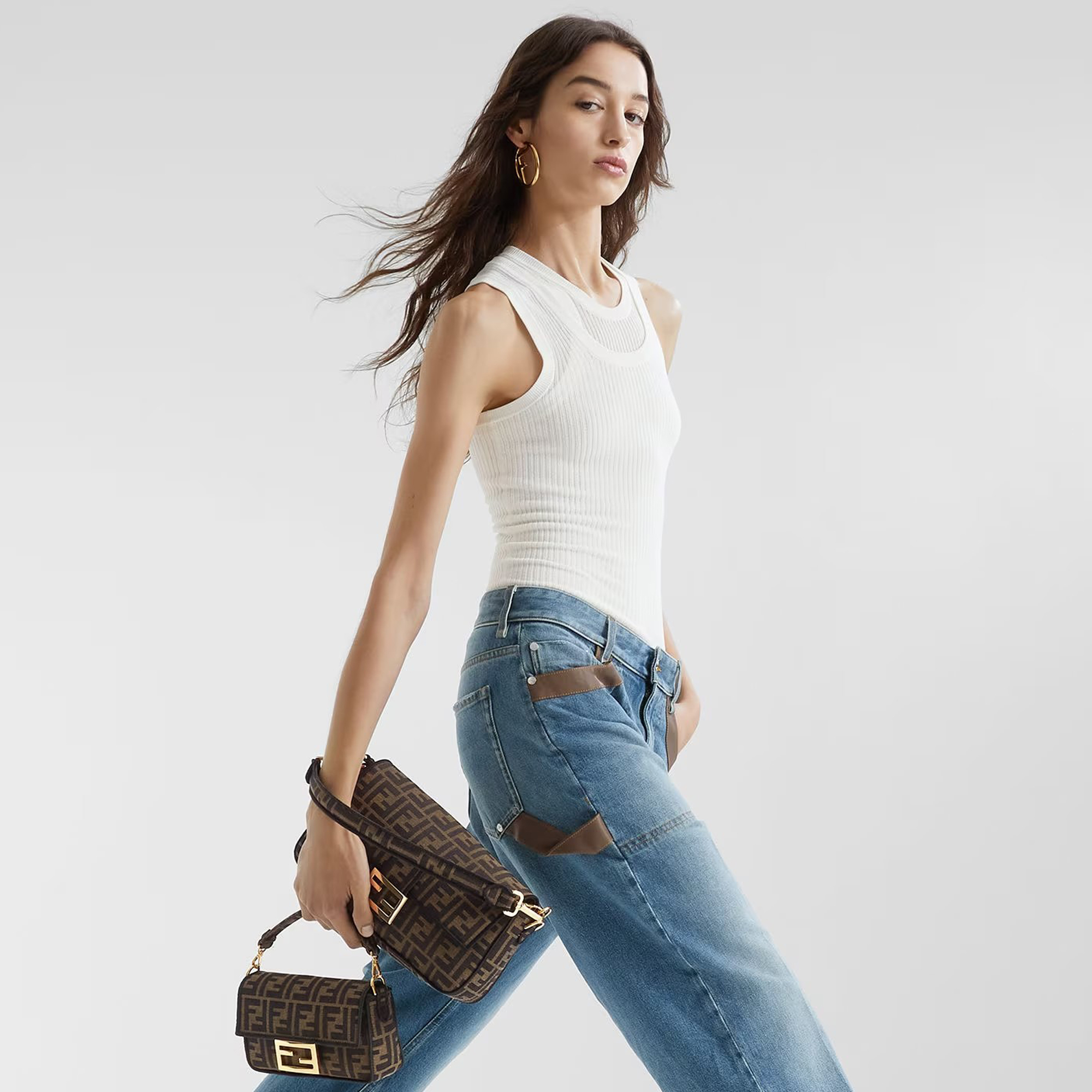 Fendi Baguette Canvas Printed Diagonal Bag #nigo21996