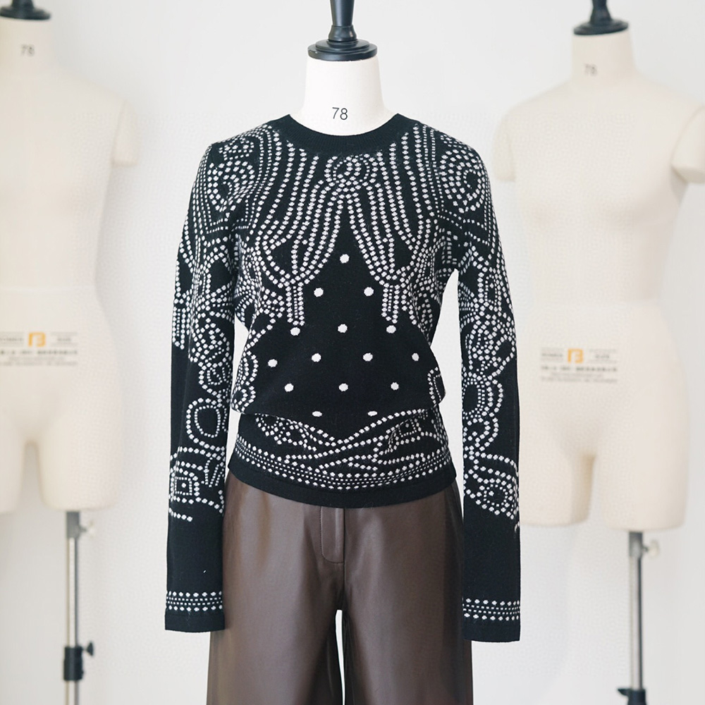 Hermes Black And White Cashmere Polka Dot Sweater Ngvp #nigo6762