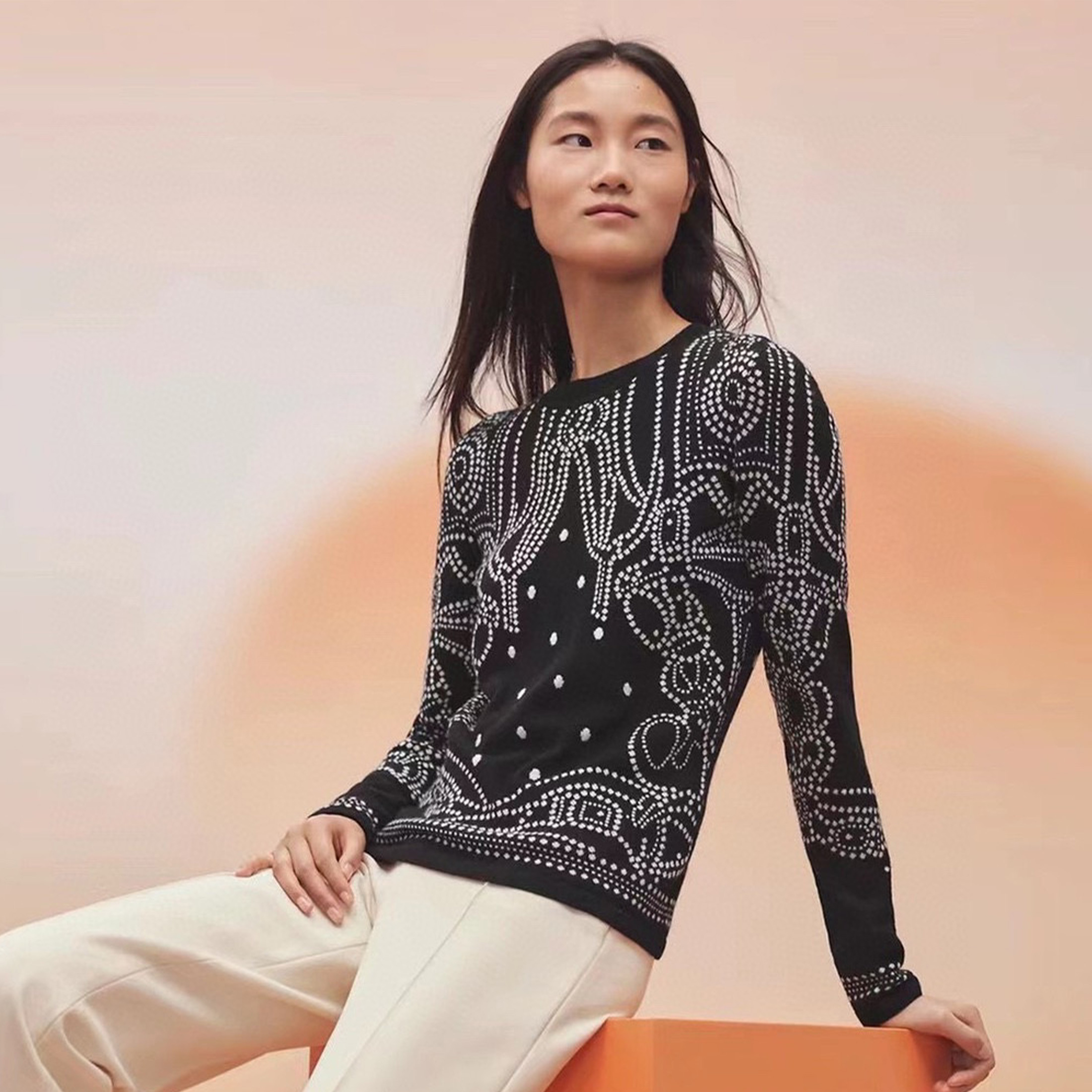 Hermes Black And White Cashmere Polka Dot Sweater Ngvp #nigo6762