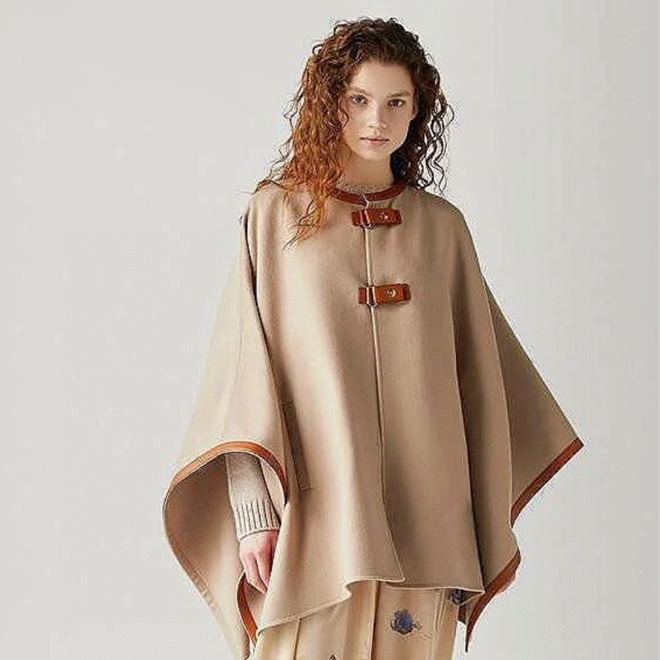 Loro Piana Leather Wrapped Cashmere Shawl Cape Ngvp #nigo6751