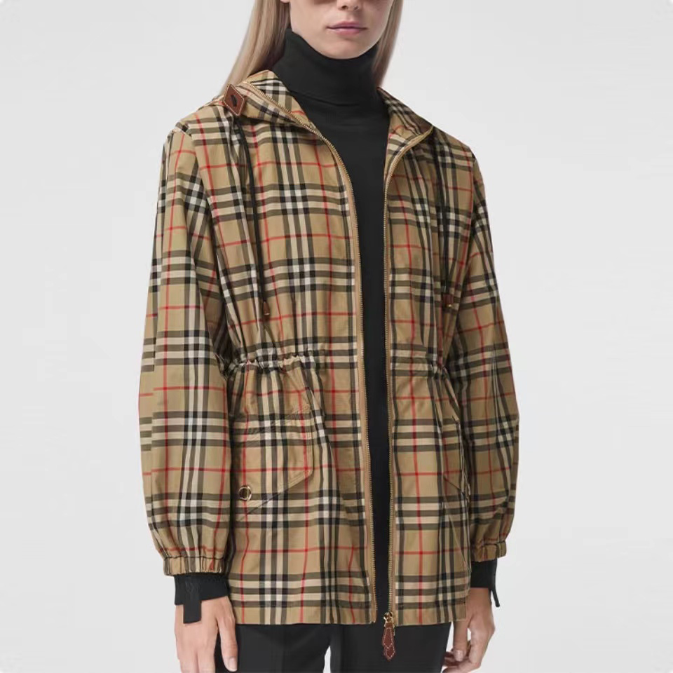 Burberry Plaid Hooded Zip-Up Jacket #nigo96692