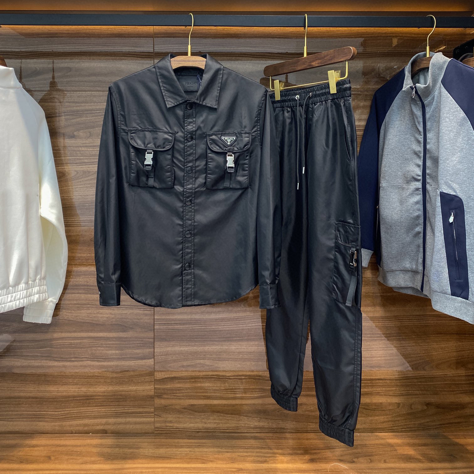 Prada Nylon Long Sleeve Shirt Pants Set Suit #nigo96687