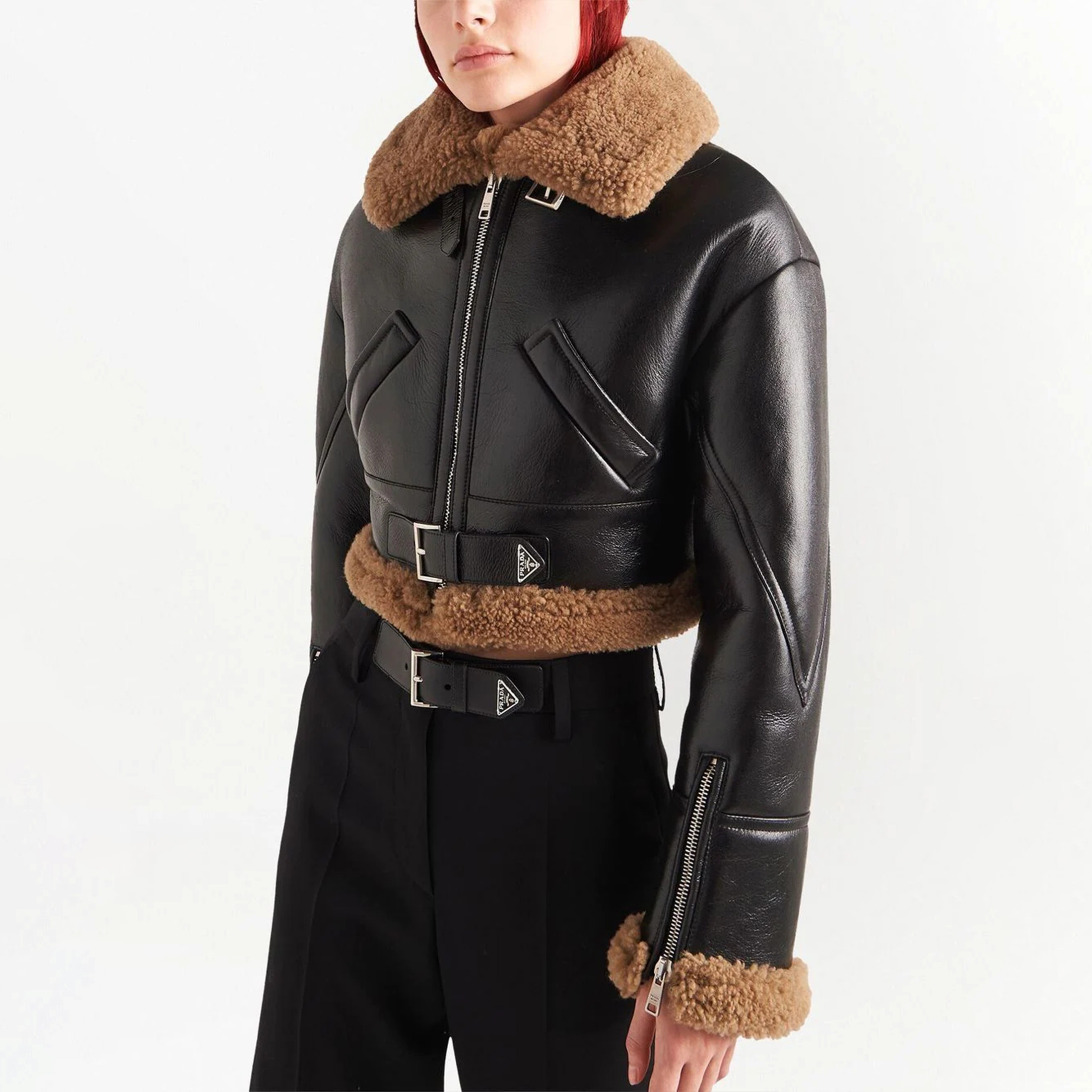 Prada Cropped Shearling Jacket Ngvp #nigo6767
