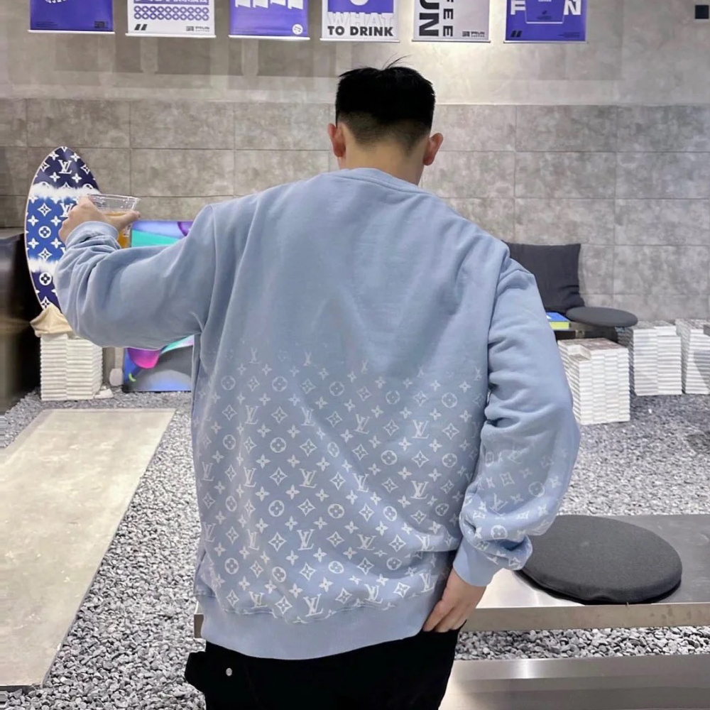 Louis Vuitton Gradient Letter Pullover Sweater Light Blue #nigo96717