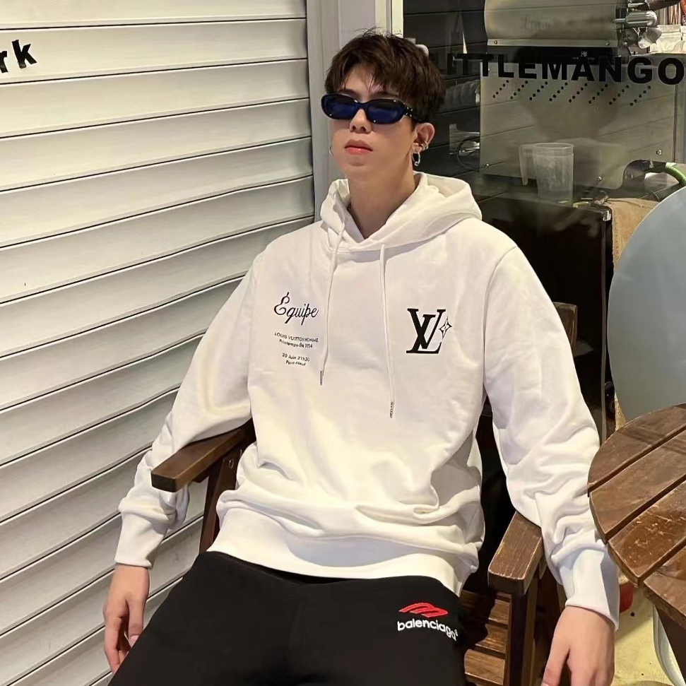 Louis Vuitton Solid Color Letter Hooded Sweatshirt Pullover #nigo96716