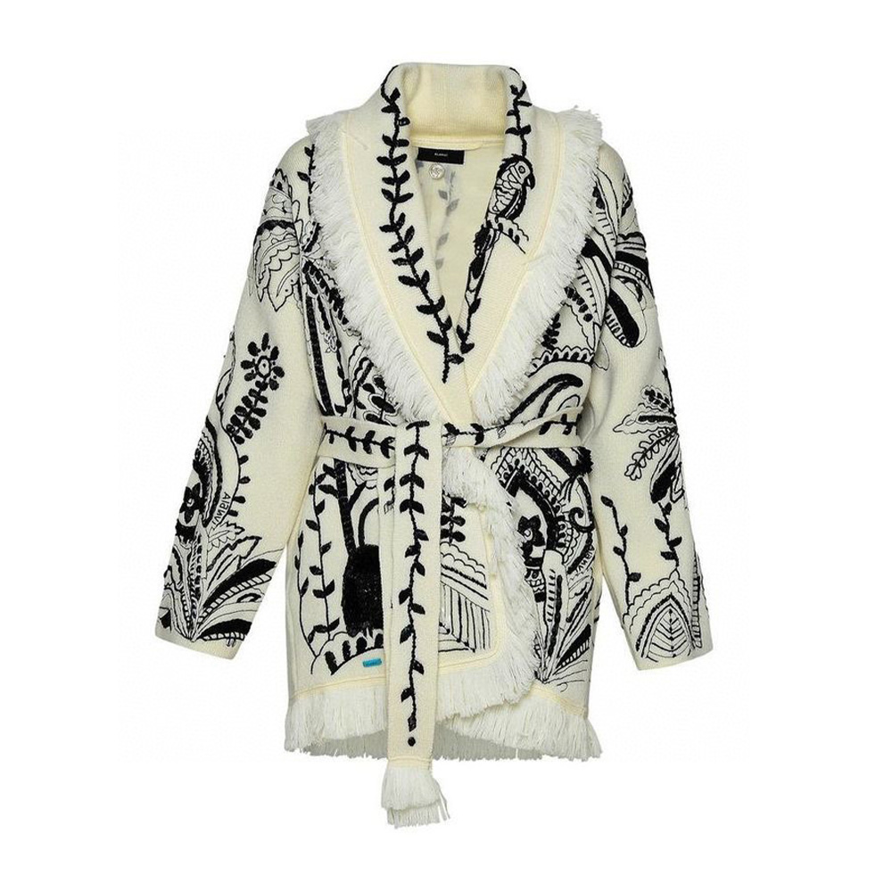 Alanui Patterned Appliquéd V-neck Lace-up Loose Knit Sweater Ngvp #nigo6786