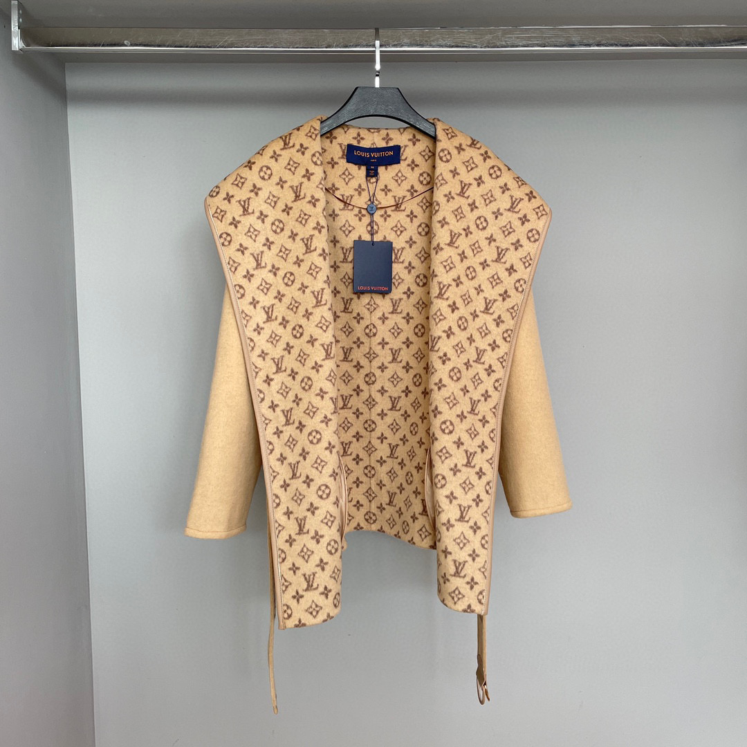 Louis Vuitton Wool Wrap Hooded Coat Jacket #nigo96578