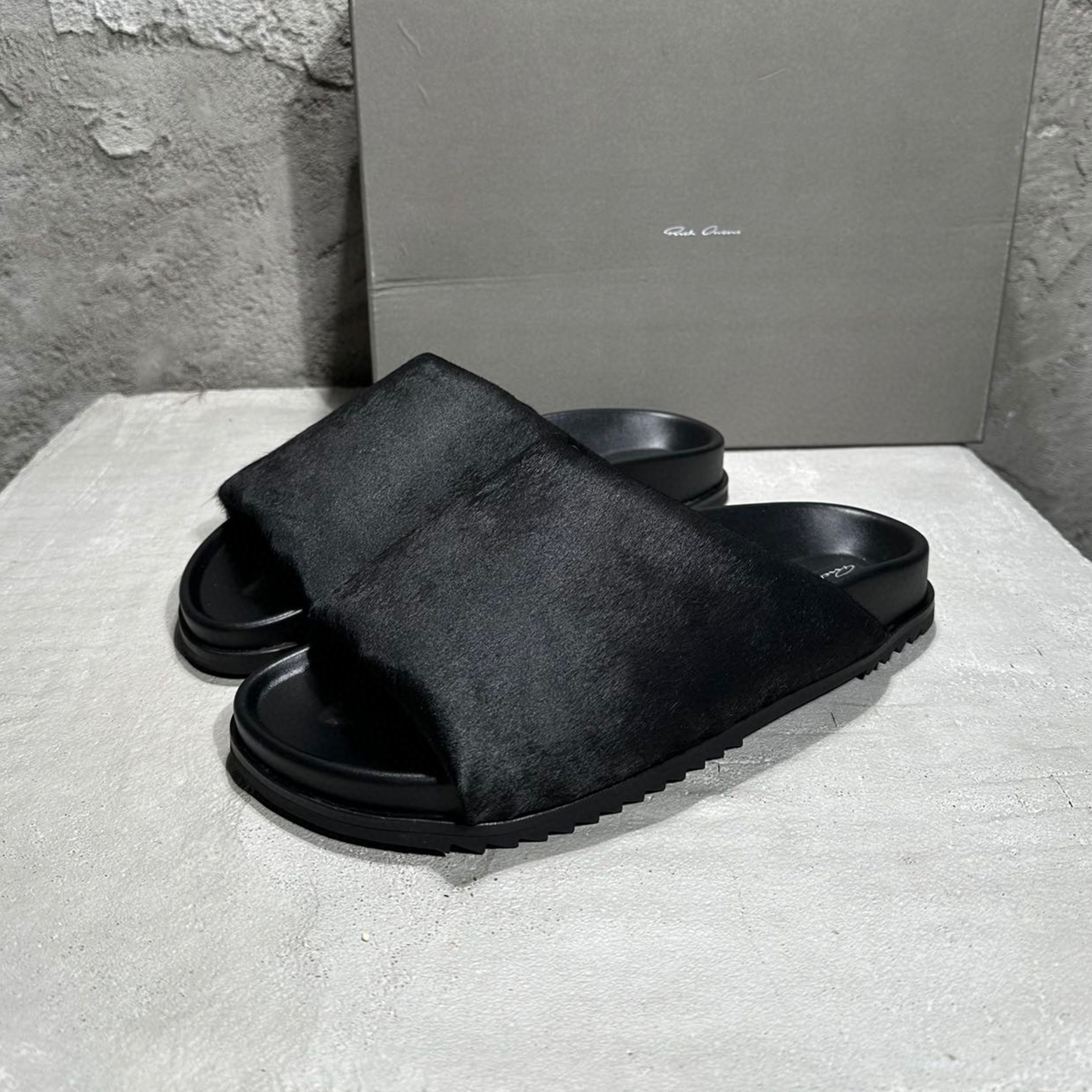 Rick Owens Short Horse Hair Slippers Shoes Ngvp #nigo6775