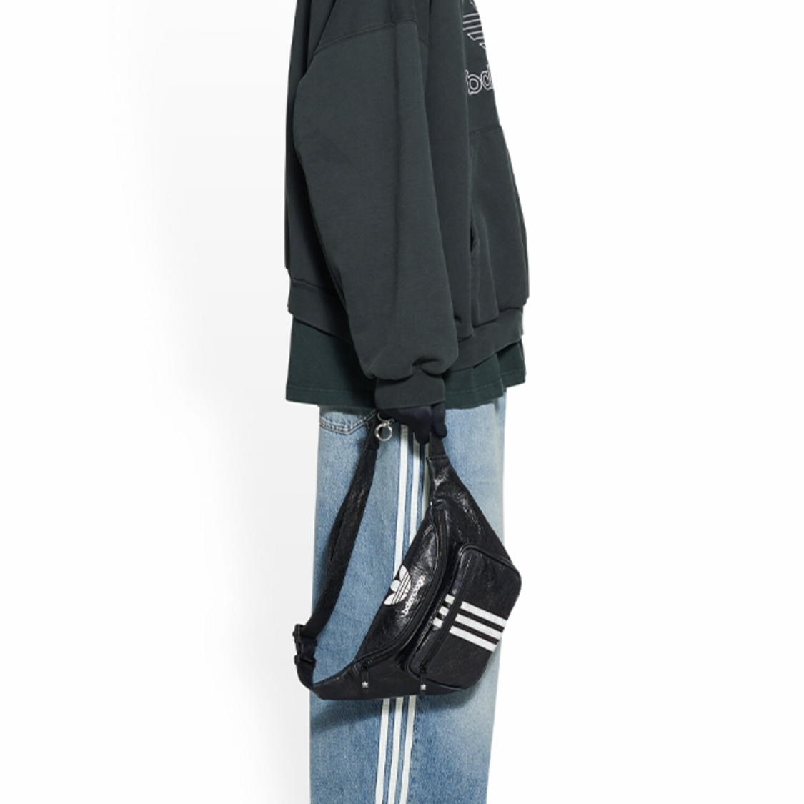 BalenciagaxAdidas Leather Letter Oblique Cross Waist Bag #nigo22131