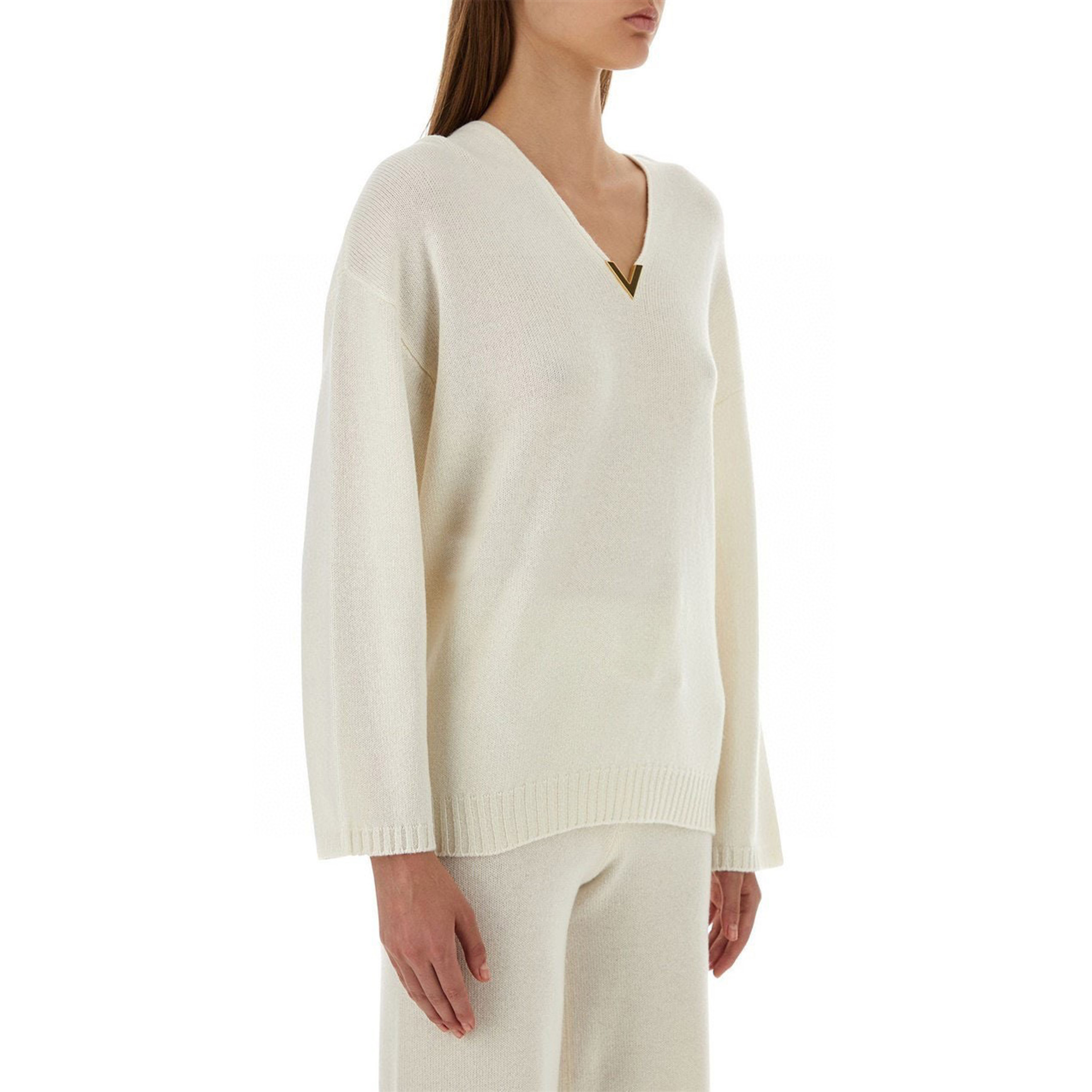 Valentino V-neck Cashmere Knit Top Wide Leg Pants Ngvp #nigo6814