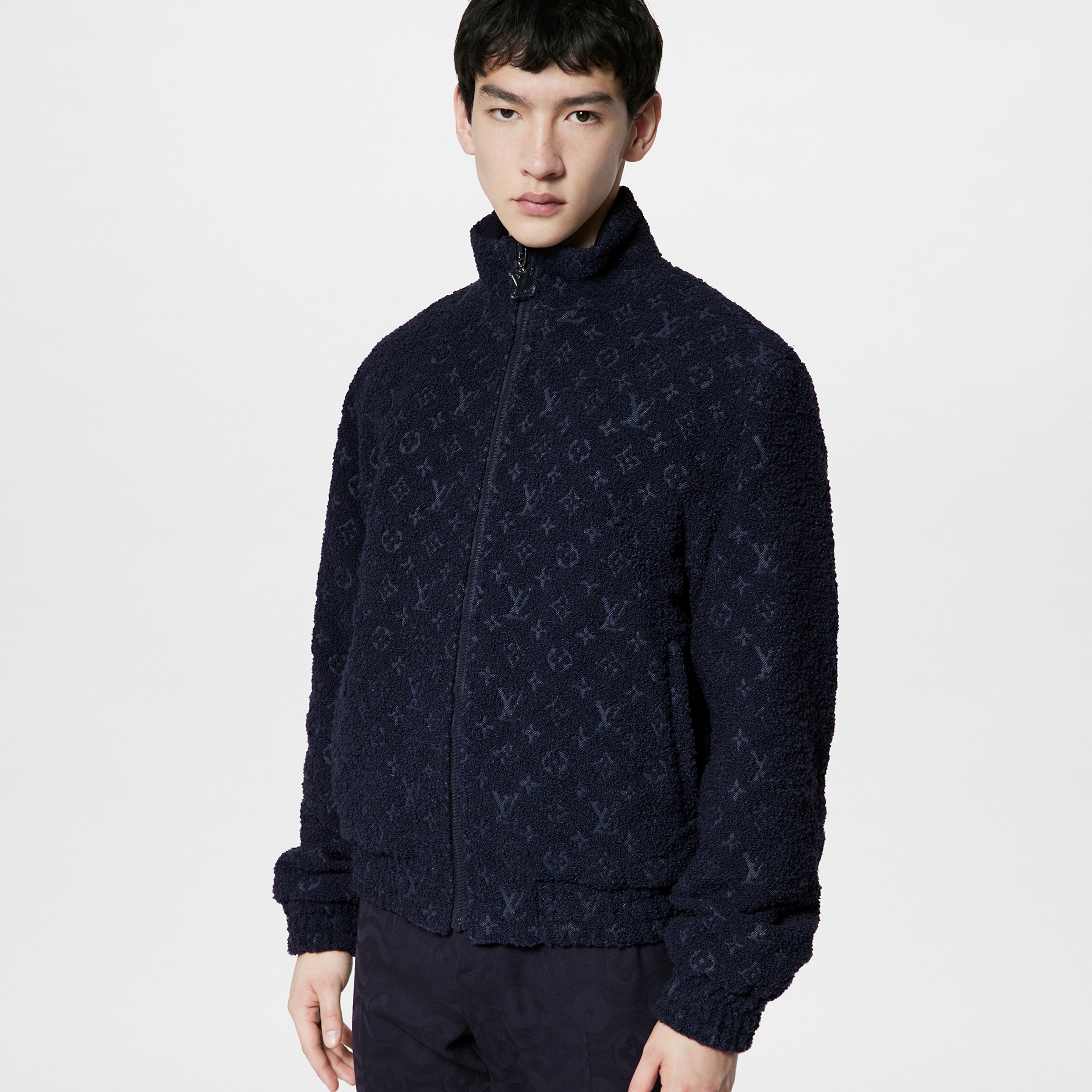 Louis Vuitton Monogram Sheep's Wool And Tweed Zip-up Belted Jacket #nigo96733