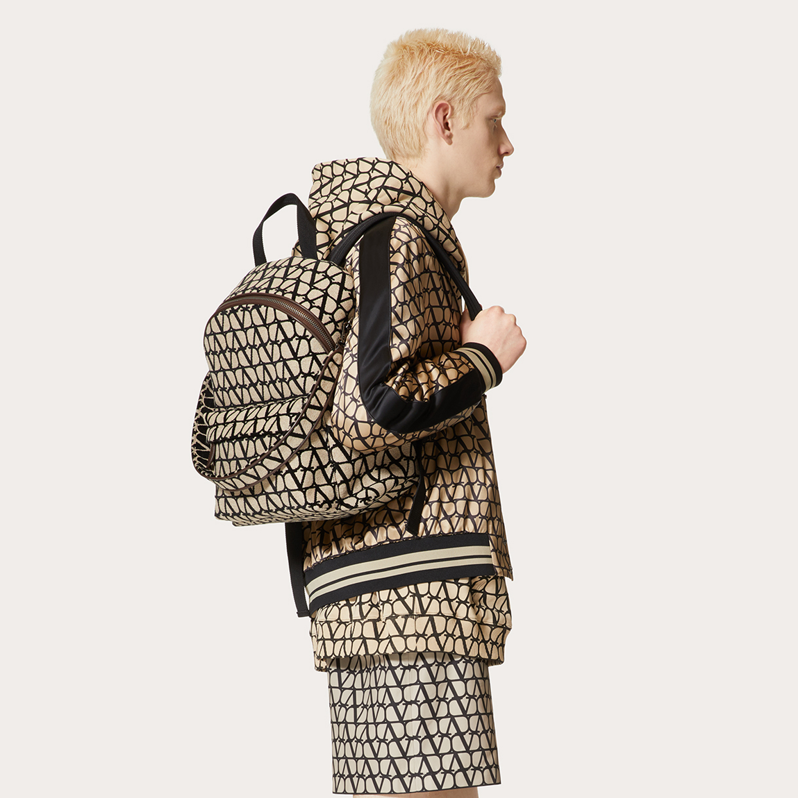 Valentino Printed Canvas Backpack Bag #nigo22127