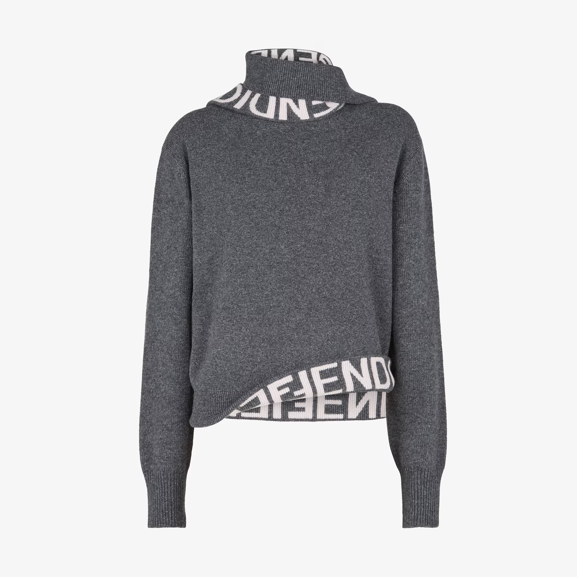 Fendi Gray Cashmere And Wool Pullover Sweater #nigo96738