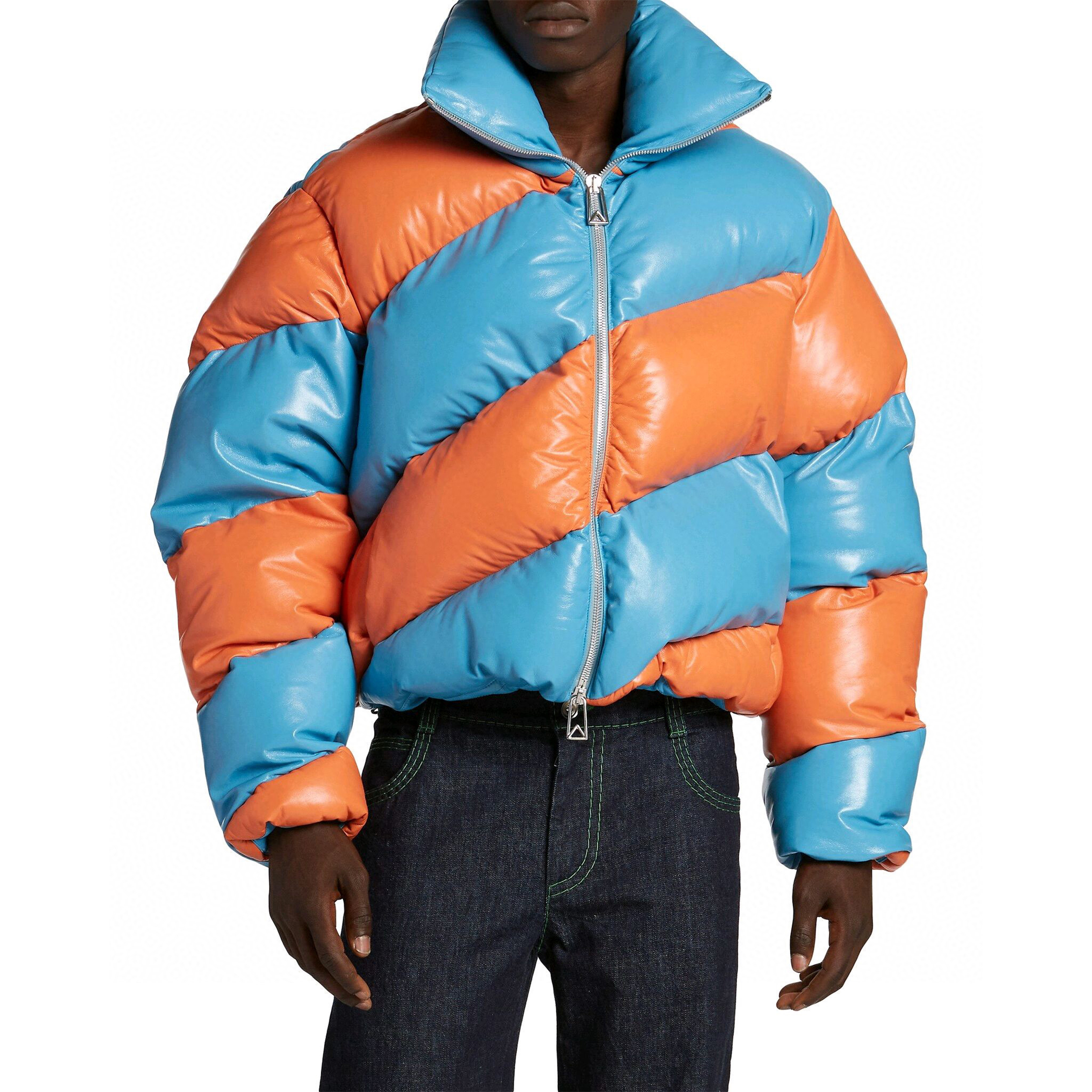 Bottega Veneta Colorblocked Leather Puffer Down Jacket Ngvp #nigo6826