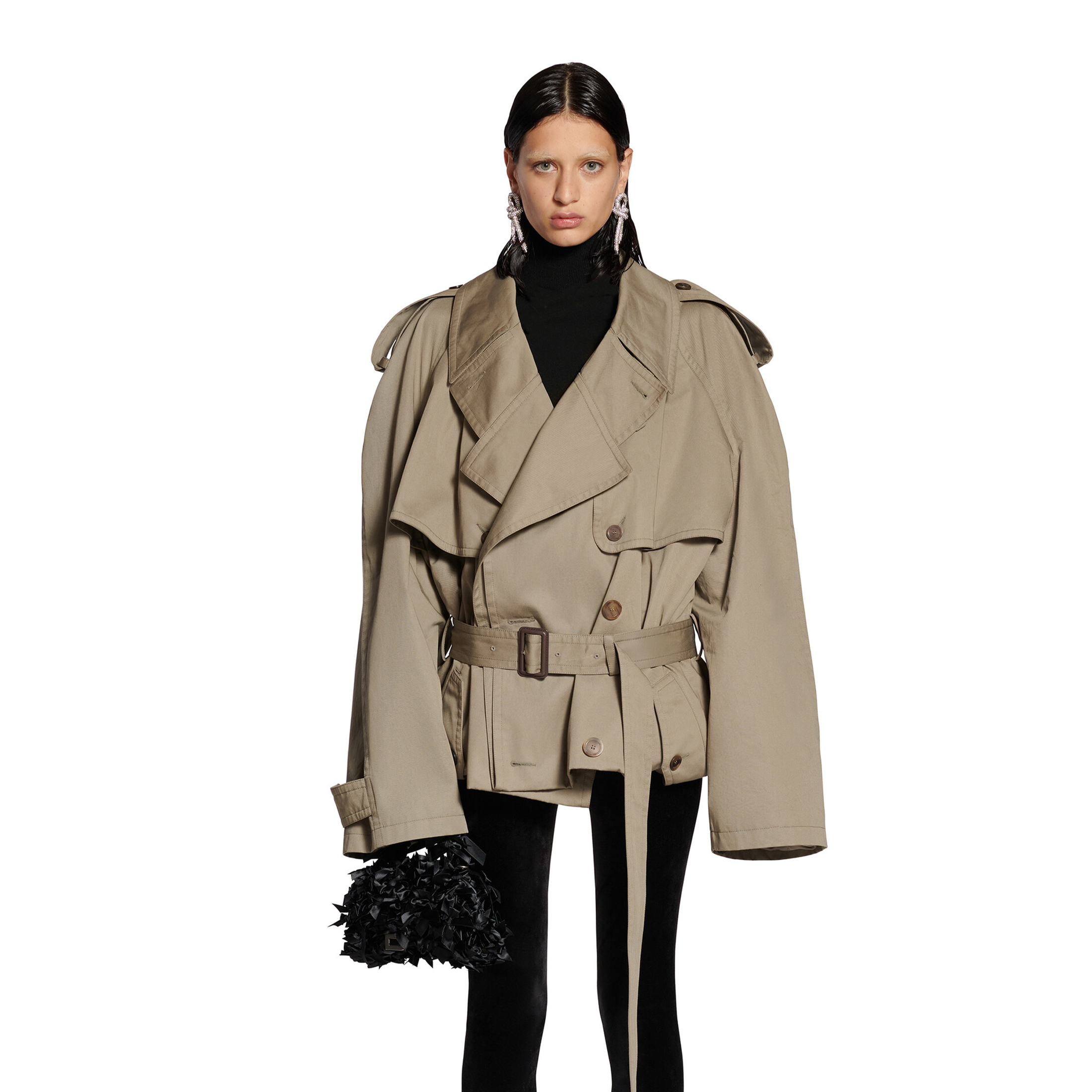 Balenciaga Beige Cotton Twill Folded Trench Coat Ngvp #nigo6819