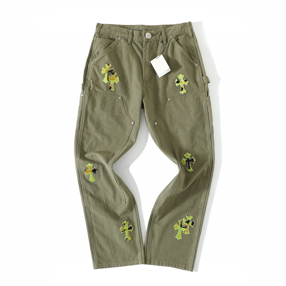 Chrome Hearts Green Denim Printed Casual Pants #nigo22139