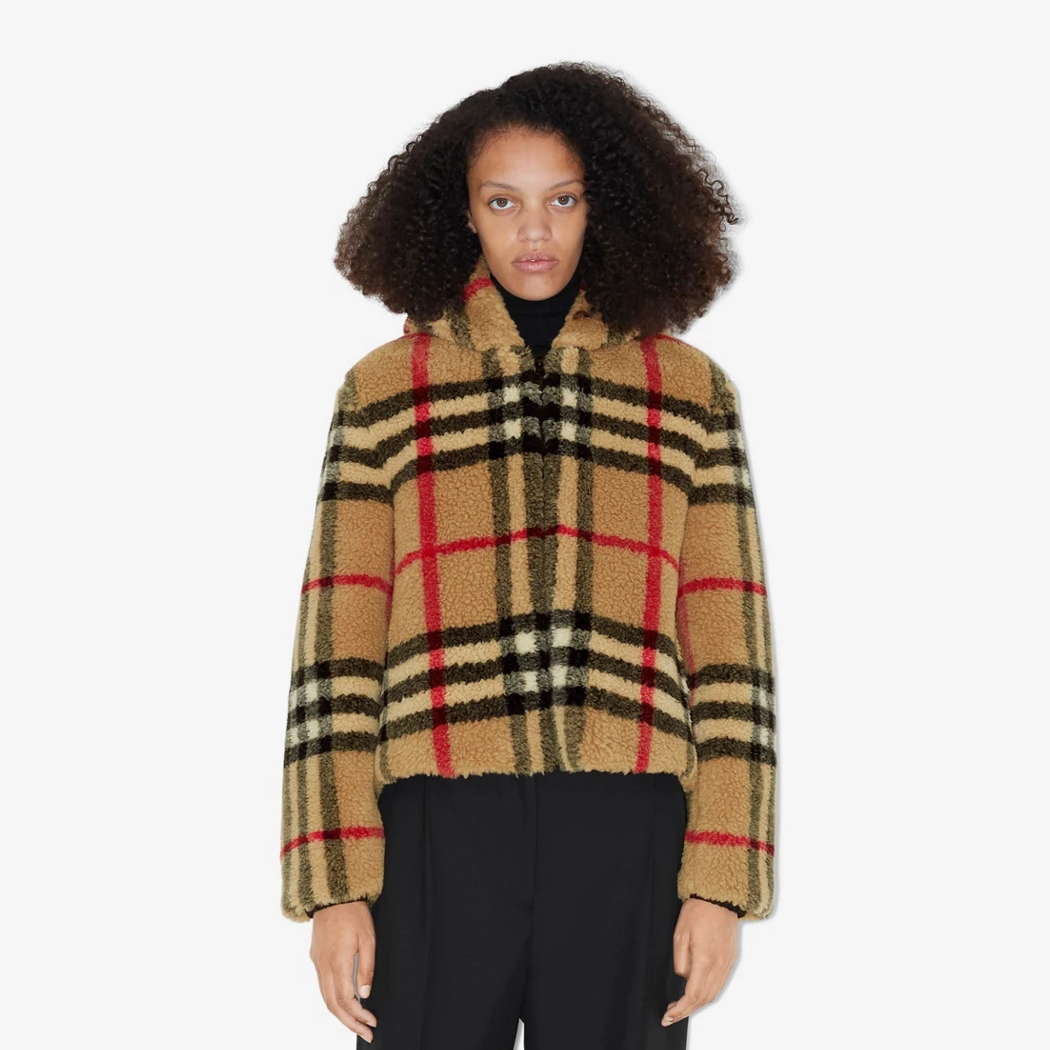 Burberry Check Fleece Hooded Jacket #nigo96751