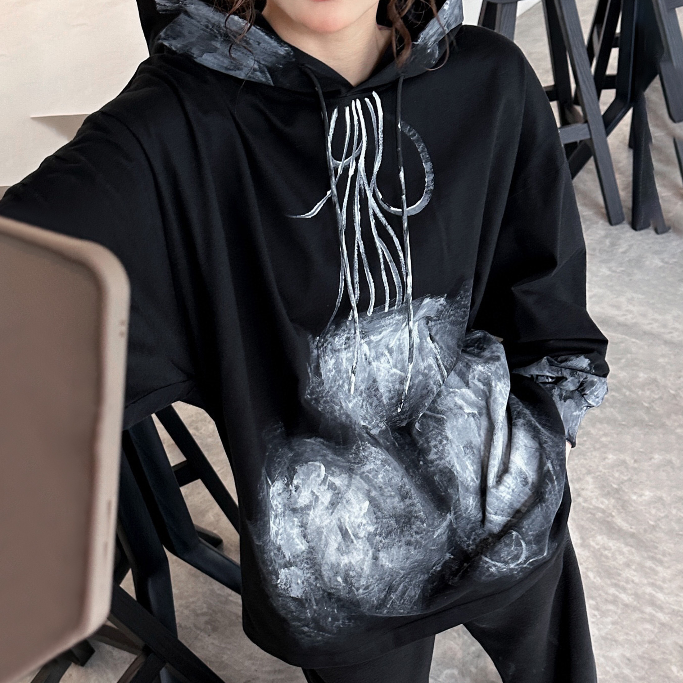 Balenciaga Graffiti Black Hooded Sweatshirt Ngvp #nigo6827