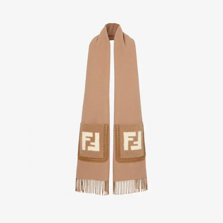 Fendi FF Brown Wool And Cashmere Blend Scarf #nigo96771