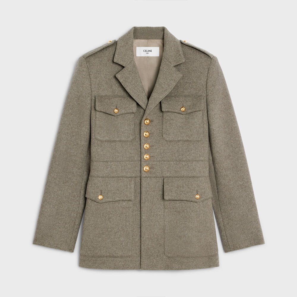 Celine Saharienne Jacket In Diagonal Cashmere Ngvp #nigo6829