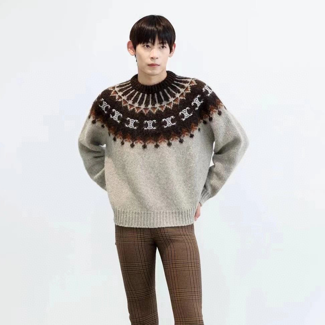 Celine Knitted Printed Long Sleeved Pullover Sweater #nigo22154