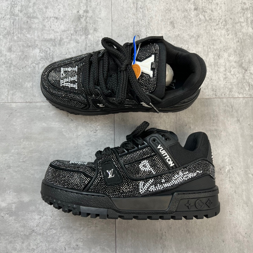 Louis Vuitton Trainer Maxi Lace Up Bright Diamond Casual Board Shoes #nigo22163