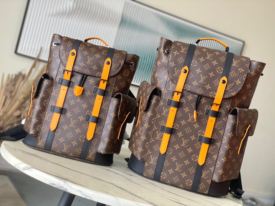 Louis Vuitton Christopher Leather Printed Buckle Backpack Bag #nigo22164
