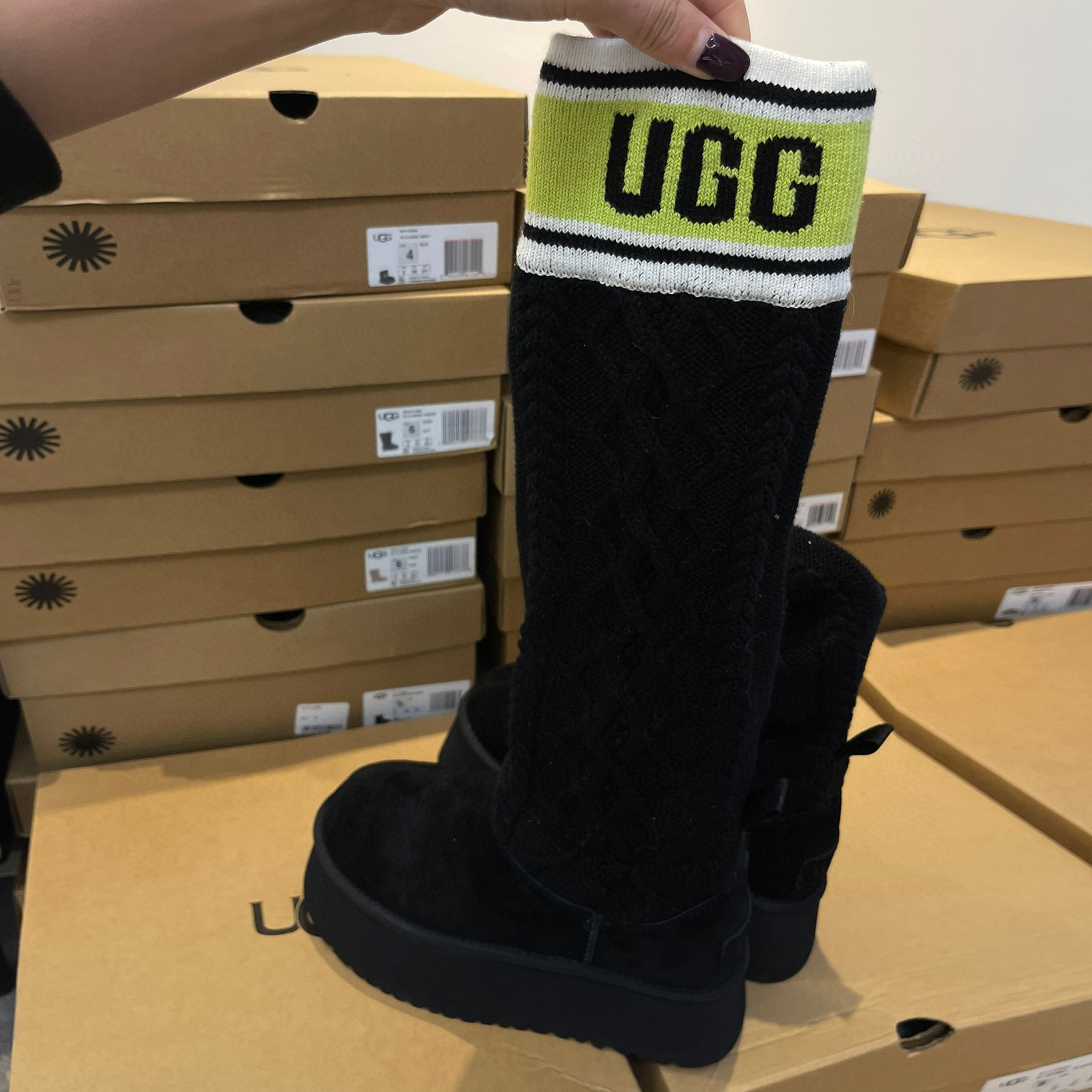 Gucci Knit Sock Calf High Top Suede Snow Boots Shoes #nigo96786